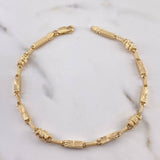 Pulso Rustico Rectangular Barril 5.4gr / 22.4cm / 5.1mm Diamantado Oro Amarillo 18K $