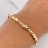 Pulso Rustico Rectangular Barril 5.4gr / 22.4cm / 5.1mm Diamantado Oro Amarillo 18K $