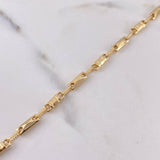 Pulso Rustico Rombos 3.9gr / 21cm / 3.4mm Barril Punteado Oro Amarillo 18K $