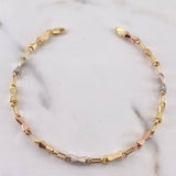 Pulso Rustico Reloj De Arena 4.2gr / 20.6cm / 3.2mm Punteado Tres Oros 18K $