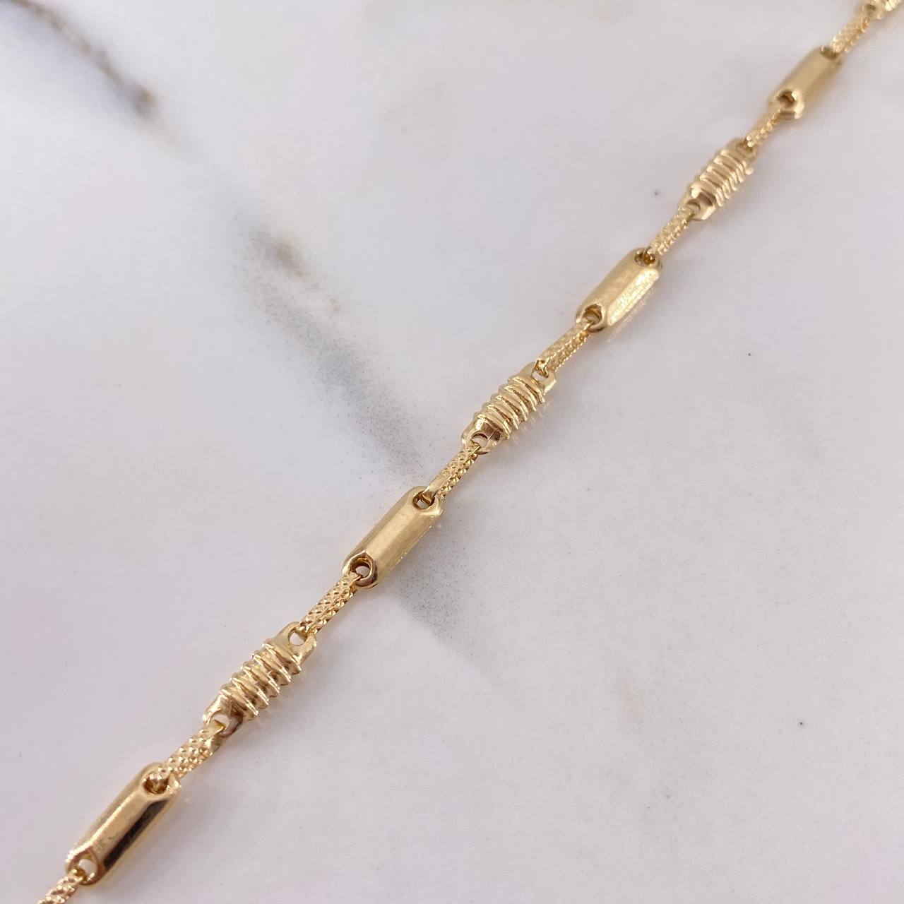 Tobillera Rustica 3.95gr / 24cm / 3.1mm Barril Oro Amarillo 18K $