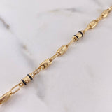 Tobillera Rustica Corona RX 5.3gr / 24.6cm / 3.7mm Eslabon Diamantado Caucho Negro Oro Amarillo 18K $