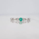 Anillo Solitario Eslabón Esmeralda 12 Pts 0.65 g / T7 1/4 Plata 925