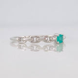 Anillo Solitario Eslabón Esmeralda 12 Pts 0.65 g / T7 1/4 Plata 925