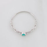 Anillo Solitario Eslabón Esmeralda 12 Pts 0.65 g / T7 1/4 Plata 925