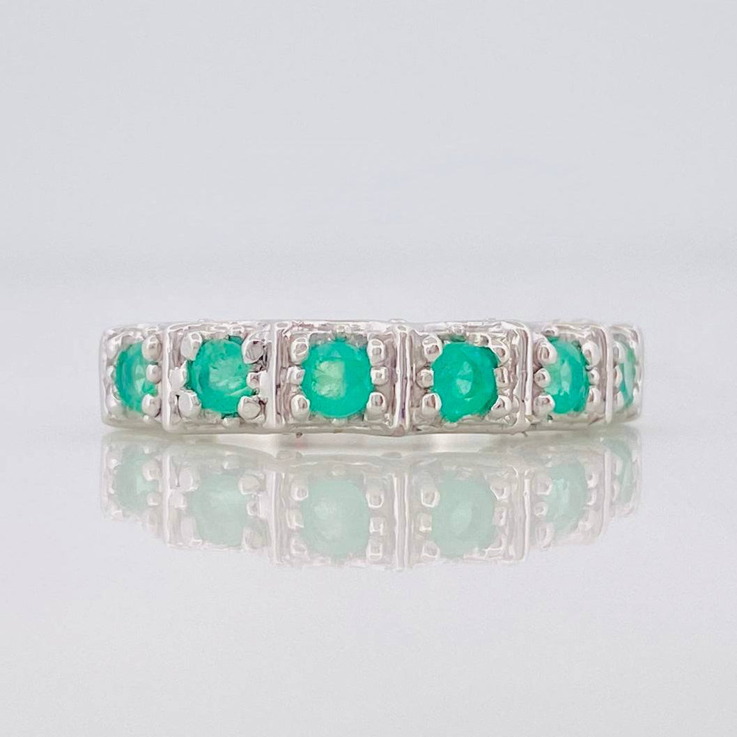 Anillo Acordeón Esmeralda 47 Pts 2.2 g / T6 1/2 Plata 925