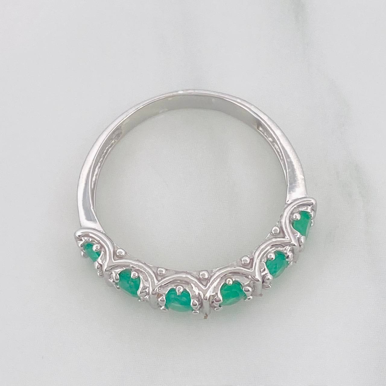 Anillo Acordeón Esmeralda 47 Pts 2.2 g / T6 1/2 Plata 925