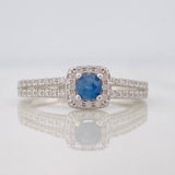 Anillo Halo Cuadrado Zafiro 17 Pts 1.7 g / T6 3/4 Plata 925