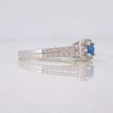 Anillo Halo Cuadrado Zafiro 17 Pts 1.7 g / T6 3/4 Plata 925