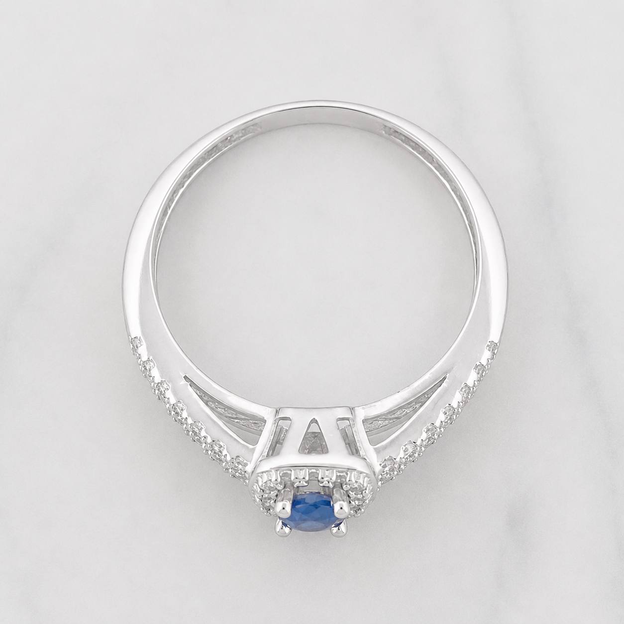 Anillo Halo Cuadrado Zafiro 17 Pts 1.7 g / T6 3/4 Plata 925
