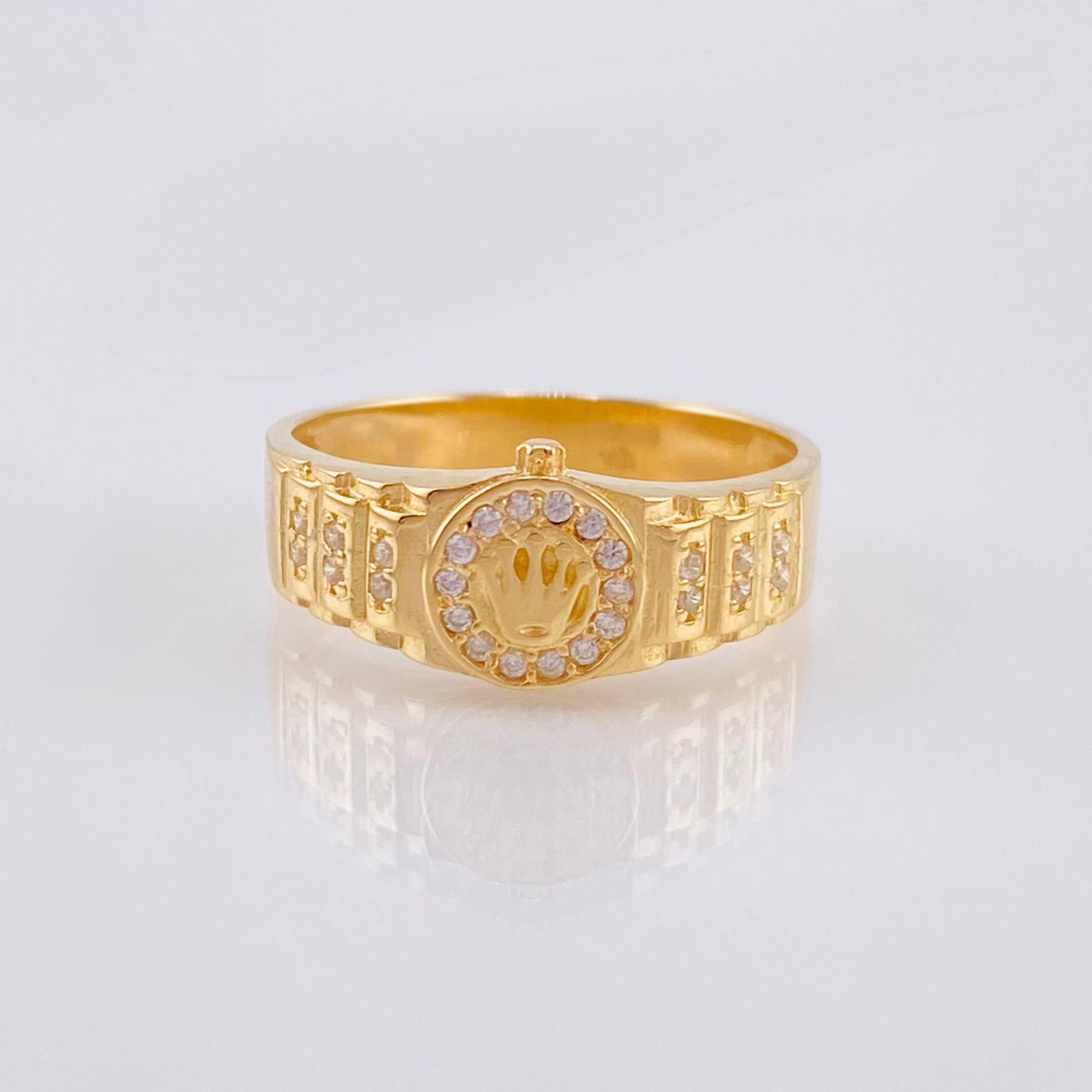 Anillo Correa Corona 4.35gr / T7 1/2 / Oro Amarillo 18K *