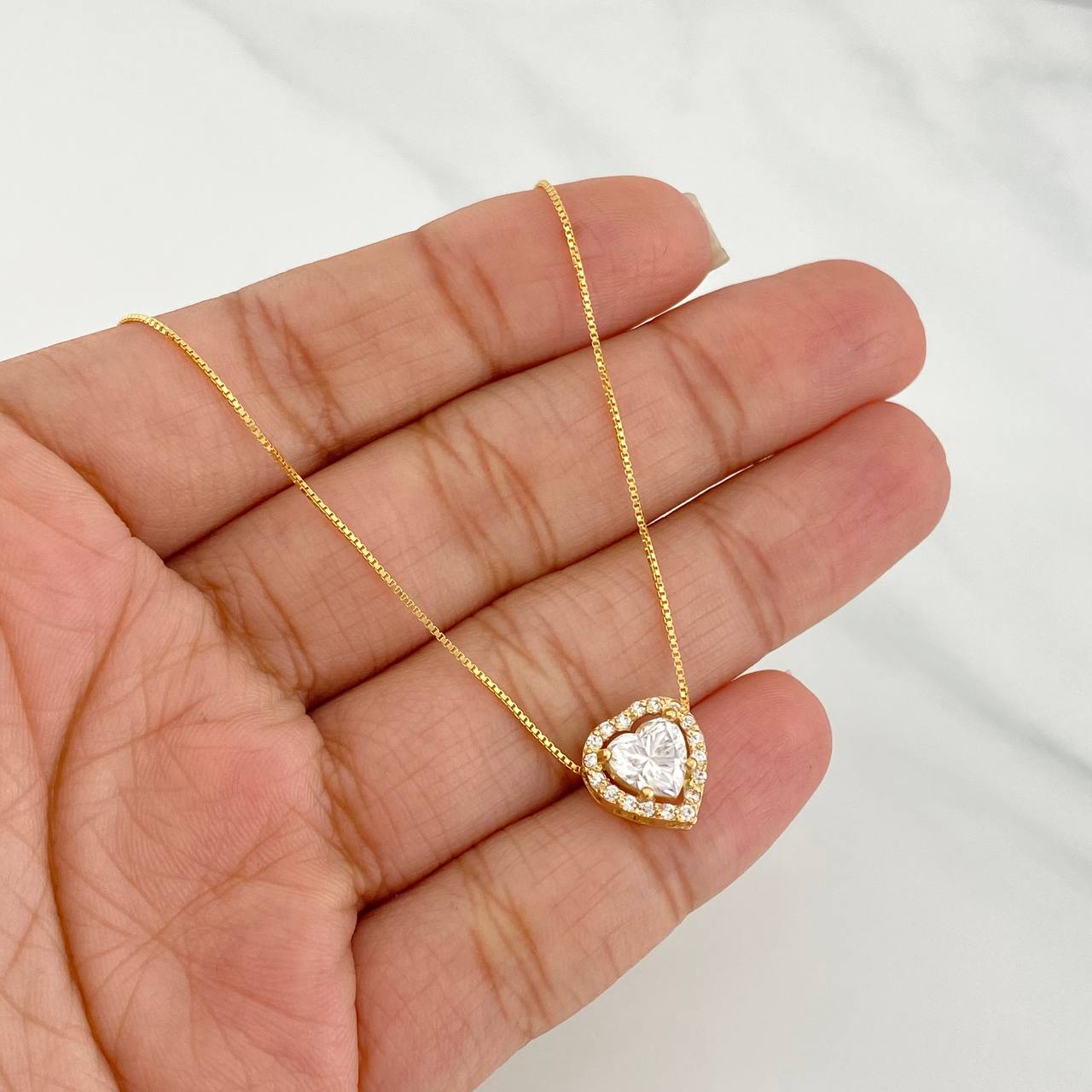 Cadena Veneciana Corazon 1.68 qts 2.95g / 45cm / 0.64mm Oro Amarillo 18K