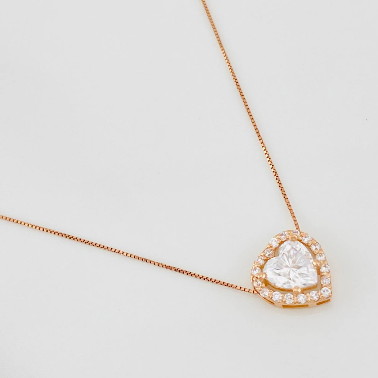 Cadena Veneciana Corazon 1.68 qts 2.05g / 45cm / 0.32mm Oro Rosa 18K
