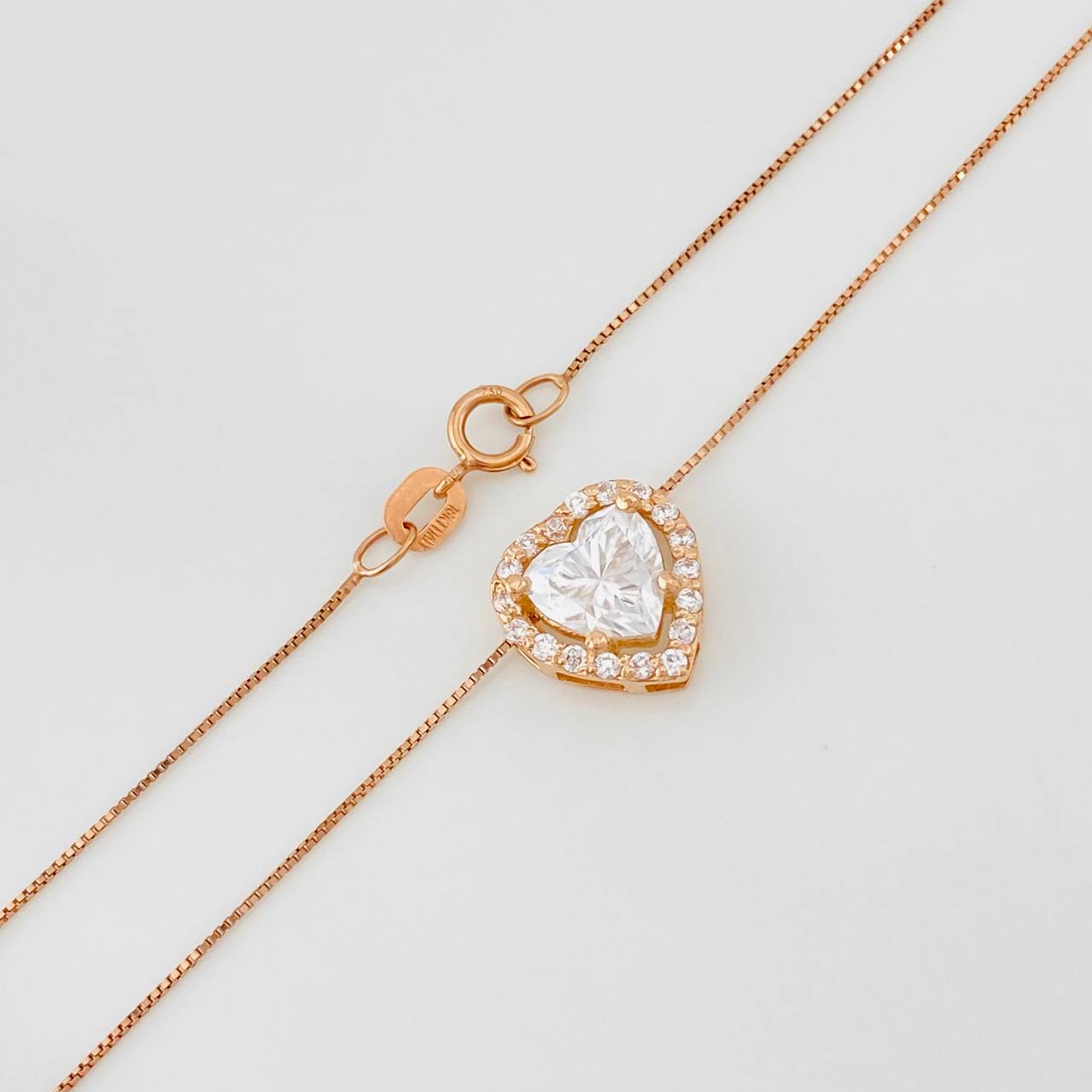 Cadena Veneciana Corazon 1.68 qts 2.05g / 45cm / 0.32mm Oro Rosa 18K