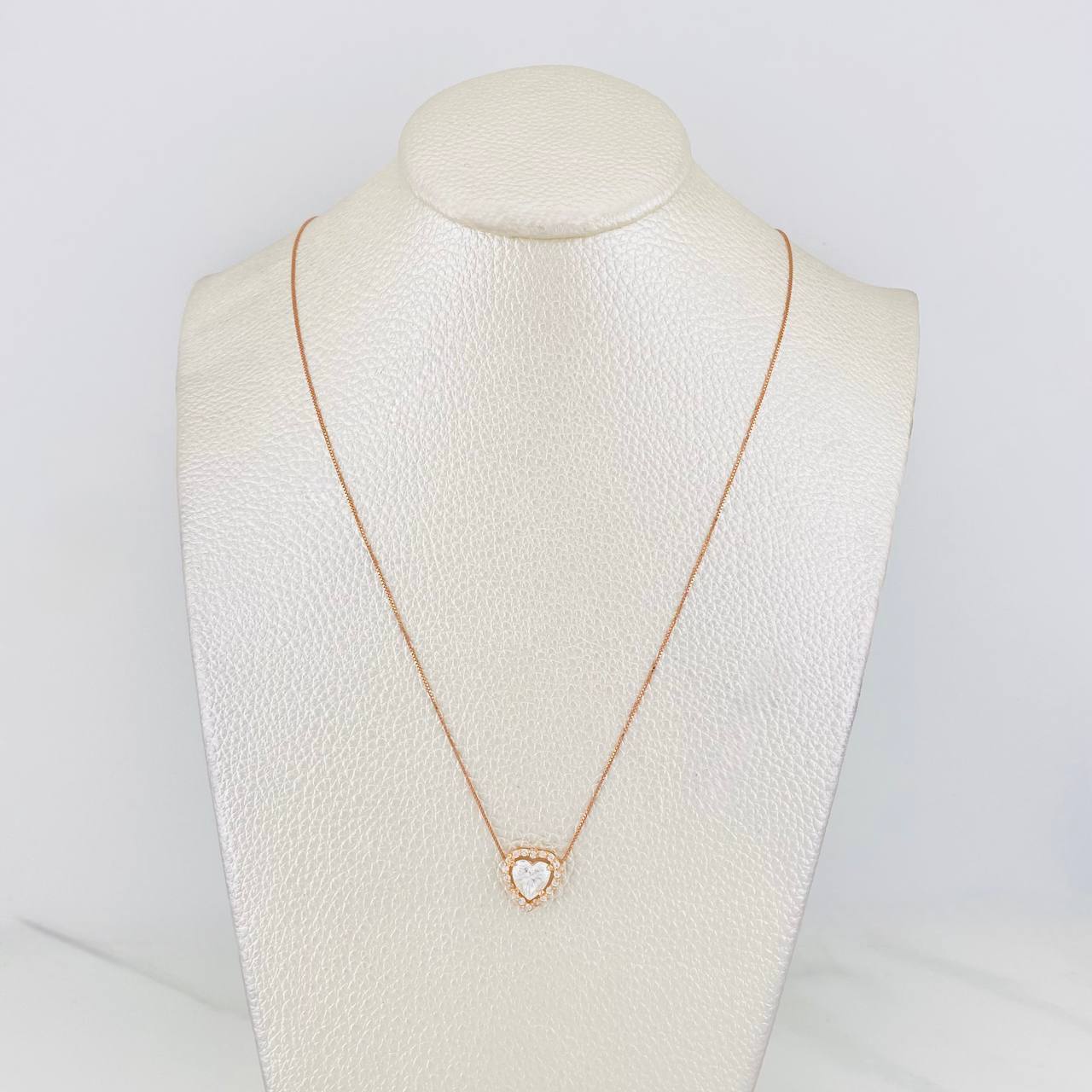 Cadena Veneciana Corazon 1.68 qts 2.05g / 45cm / 0.32mm Oro Rosa 18K