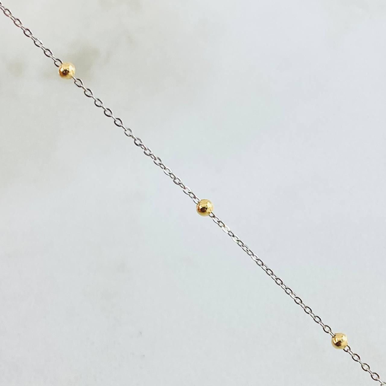 Cadena Aro Seguido Bolas 1.2gr / 45cm / Dos Oros Amarillo Blanco +3 18K