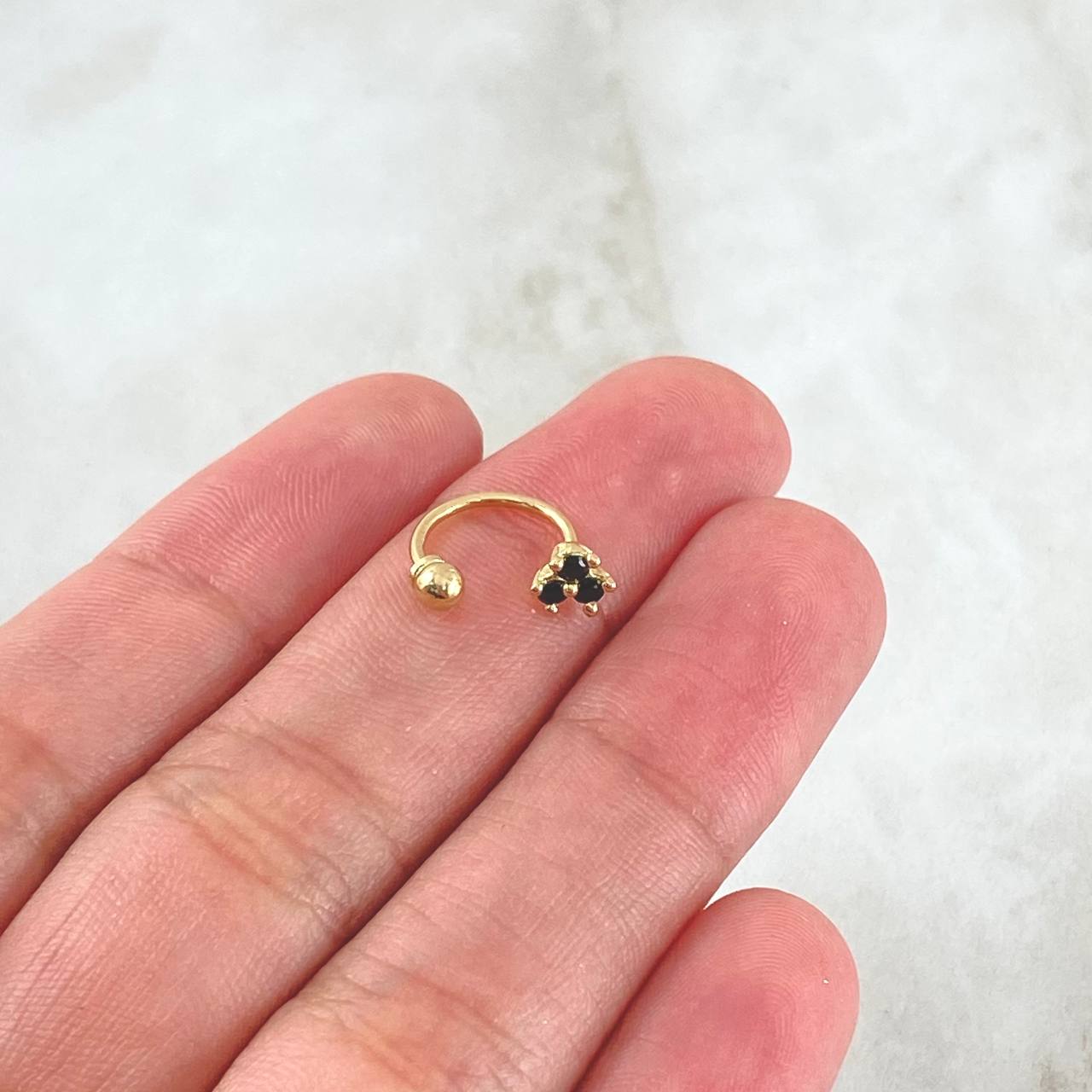 Piercing Curvo Flor 0.6gr / 1cm / Nac.Esp.Oro 18K !