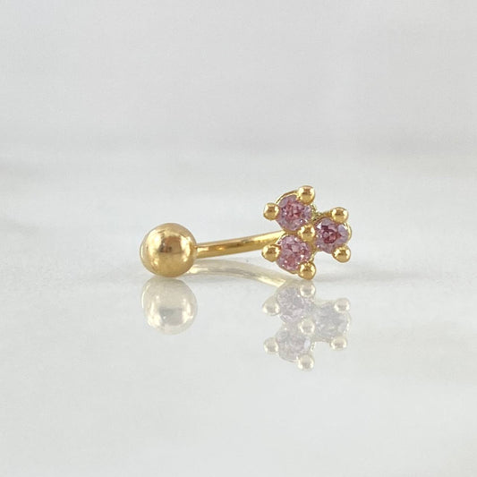 Piercing Curvo Flor 0.65gr / 1cm / Nac.Esp.Oro 18K