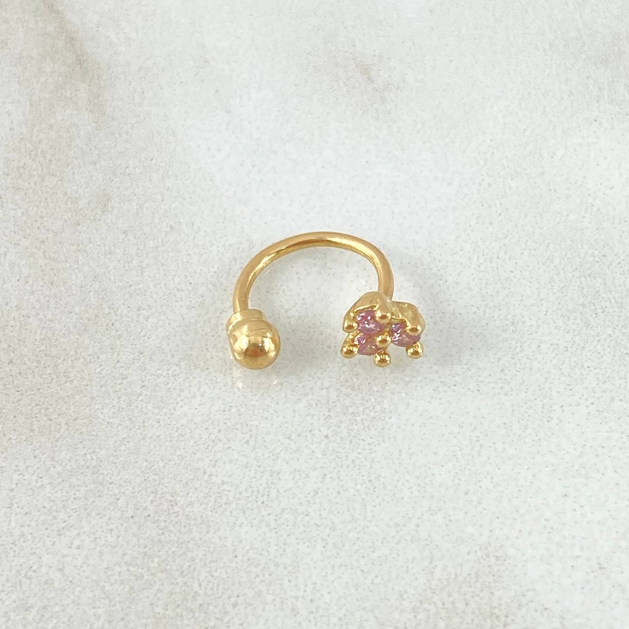 Piercing Curvo Flor 0.65gr / 1cm / Nac.Esp.Oro 18K
