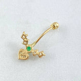 Piercing Ombligo Flecha Corazon 1gr / 2.4cm / Nac.Esp.Oro 18K