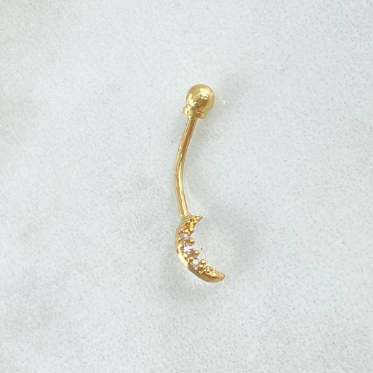 Piercing Ombligo Luna 0.45gr / 2cm / Nac.Esp.Oro 18K