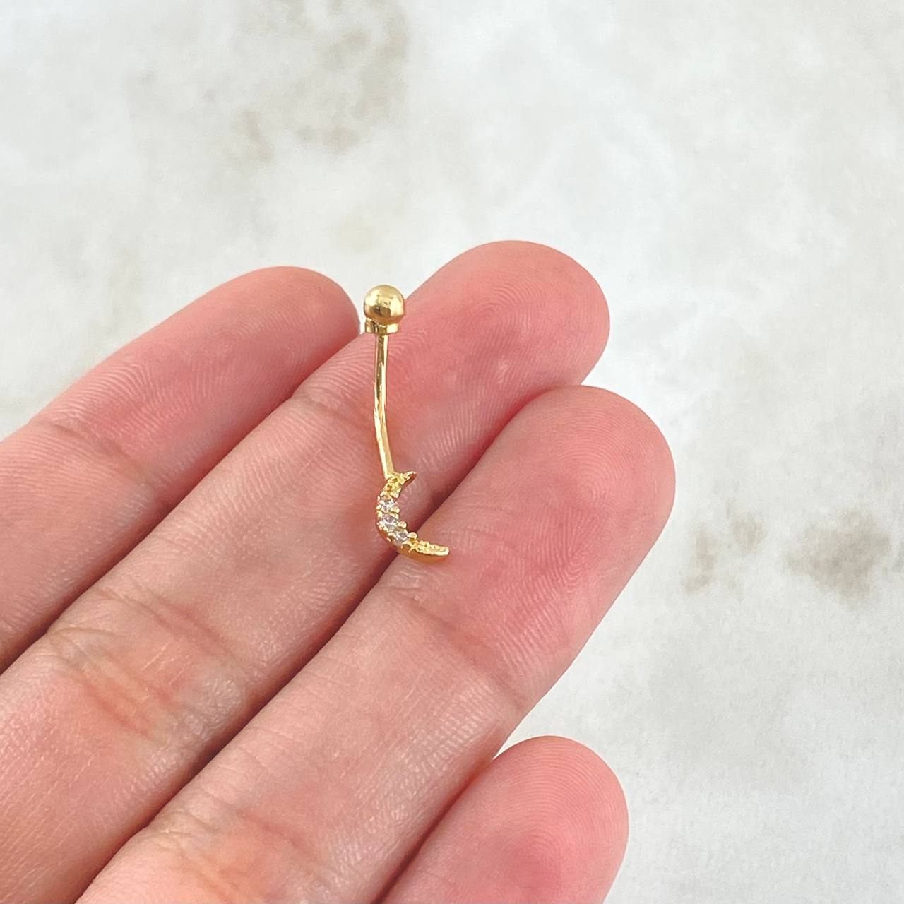 Piercing Ombligo Luna 0.45gr / 2cm / Nac.Esp.Oro 18K