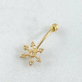 Piercing Flor 0.6gr / 2cm / Nac.Esp. Oro 18K *
