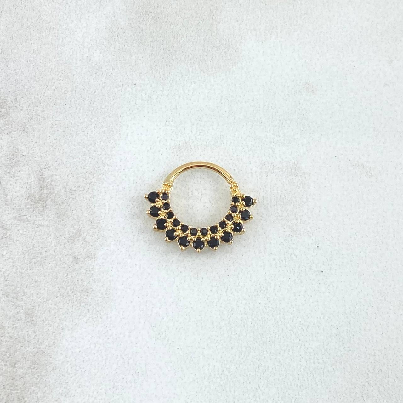 Piercing Earcuff Tiara Maya 0.95gr / 1.3cm / Circones Verdes Oro Amarillo 18K (Joya) ©