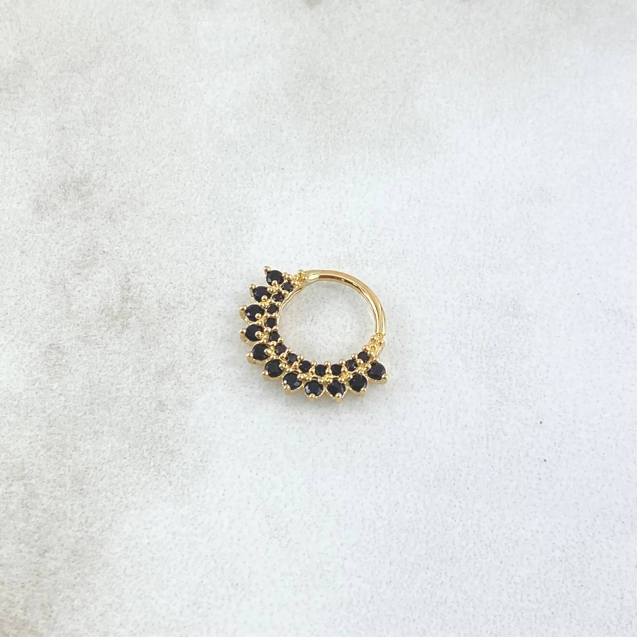 Piercing Earcuff Tiara Maya 0.95gr / 1.3cm / Circones Negros Oro Amarillo 18K (Joya) ©