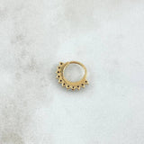 Piercing Earcuff Tiara Maya 0.95gr / 1.3cm / Circones Verdes Oro Amarillo 18K (Joya) ©