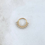 Piercing Earcuff Tiara Maya 1gr / 1.3cm / Circones Blancos Oro Amarillo 18K (Joya)
