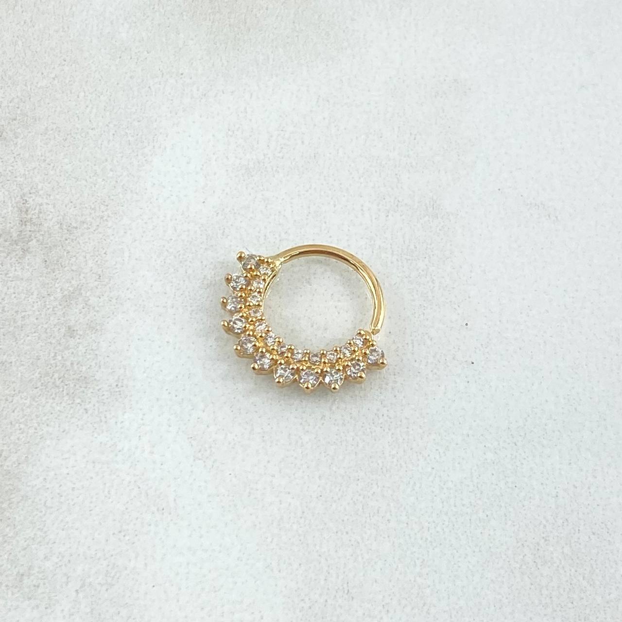 Piercing Earcuff Tiara Maya 1gr / 1.3cm / Circones Blancos Oro Amarillo 18K (Joya)