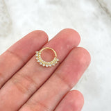 Piercing Earcuff Tiara Maya 1gr / 1.3cm / Circones Blancos Oro Amarillo 18K (Joya)