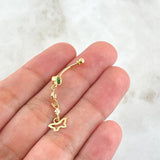 Piercing Ombligo Mariposa Silueta Colgante 0.9gr / 4cm / Circones Blancos Verde Rosca Bola Oro Amarillo 18K (Joya) ©