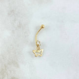 Piercing Mariposa Silueta Colgante 0.65g / 2.5cm Oro Amarillo 18K