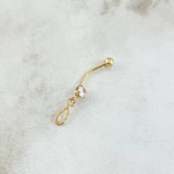 Piercing Ombligo Ala Silueta Colgante 0.55gr / 2.7cm / Circon Blanco Rosca Bola Oro Amarillo 18K (Joya)
