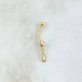 Piercing Ombligo Ala Silueta Colgante 0.55gr / 2.7cm / Circon Blanco Rosca Bola Oro Amarillo 18K (Joya)