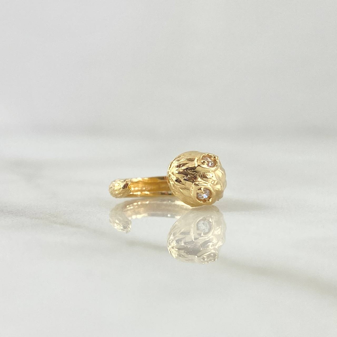 Piercing Earcuff Simulador Serpiente 1.75gr / 1.5cm / Circones Blancos Oro Amarillo 18K (Joya)