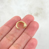 Piercing Earcuff Simulador Serpiente 1.75gr / 1.5cm / Circones Blancos Oro Amarillo 18K (Joya)