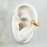Piercing Earcuff Simulador Serpiente 1.75gr / 1.5cm / Circones Blancos Oro Amarillo 18K (Joya)