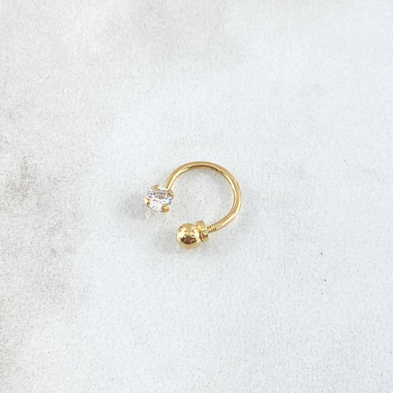 Piercing Curvo Chispa 0.45gr / 1cm / 3mm Bola Rosca Oro Amarillo 18K (Joya)