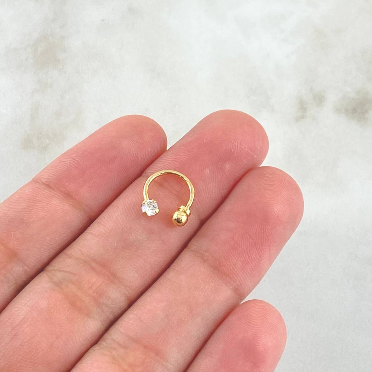 Piercing Curvo Chispa 0.45gr / 1cm / 3mm Bola Rosca Oro Amarillo 18K (Joya)