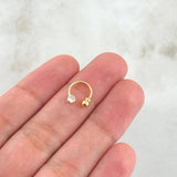 Piercing Curvo Chispa 0.45gr / 1cm / 3mm Bola Rosca Oro Amarillo 18K (Joya)