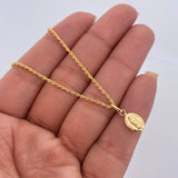 Set Cadena Lazo/ 0.95gr/45cm/0.7mm + Dije Virgen Guadalupe/0.3gr/1.5cm Troquelado Oro 18K (Oferta) $