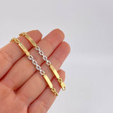 Pulso Placa Correa 5.2 g / 20.2 cm / 3.6 mm Dos Oros Amarillo Blanco 18K
