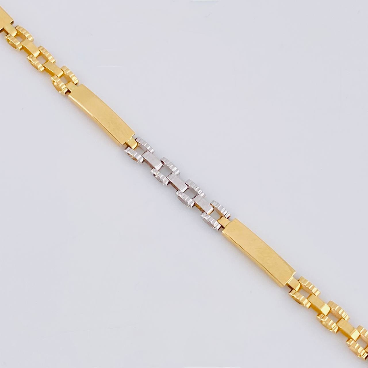 Pulso Placa Correa 5.2 g / 20.2 cm / 3.6 mm Dos Oros Amarillo Blanco 18K