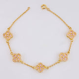 Pulso Aro Seguido Flor Trebol 6.85 g / 18.5 cm / 9.9 mm Oro Amarillo 18K