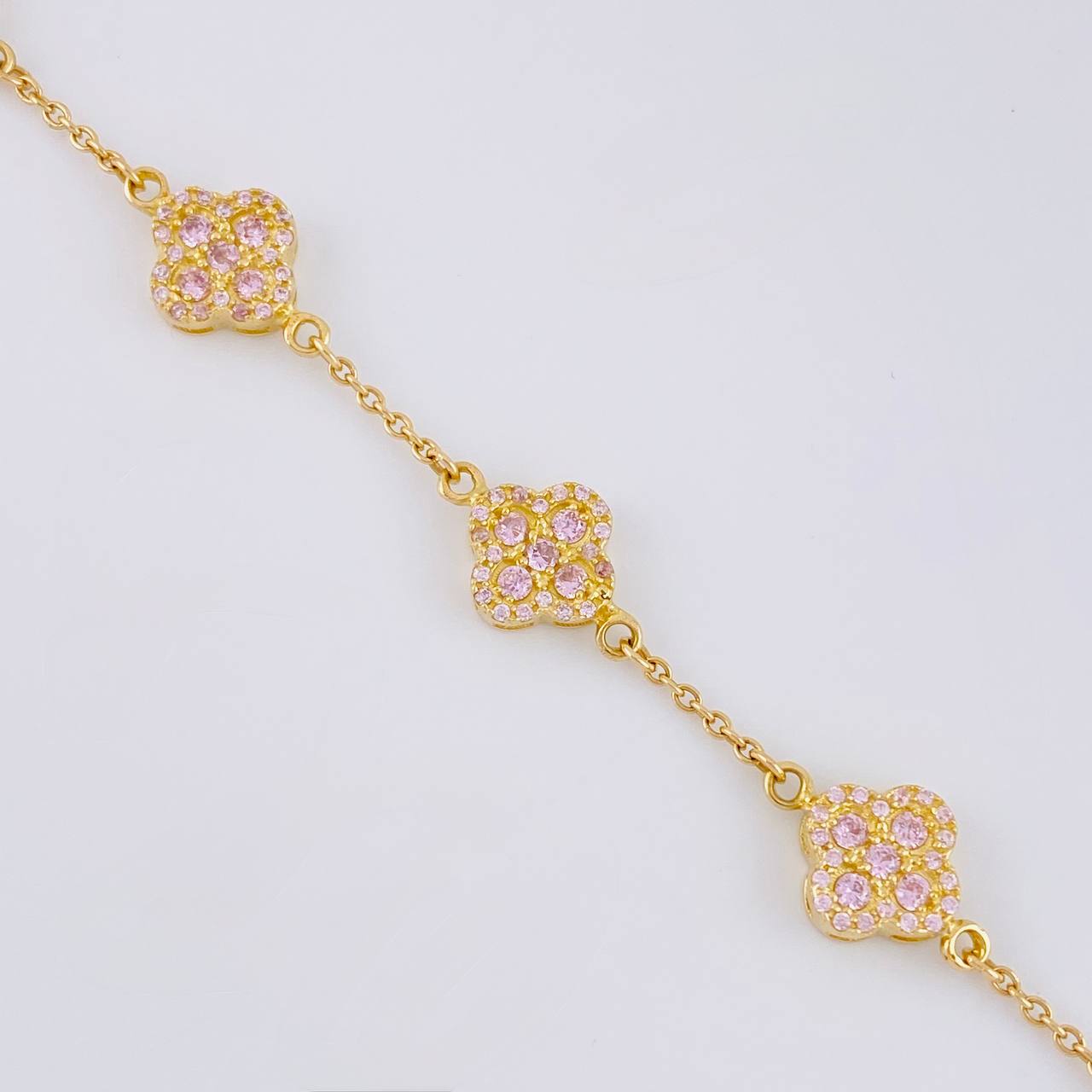 Pulso Aro Seguido Flor Trebol 6.85 g / 18.5 cm / 9.9 mm Oro Amarillo 18K