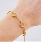 Pulso Aro Seguido Flor Trebol 6.85 g / 18.5 cm / 9.9 mm Oro Amarillo 18K