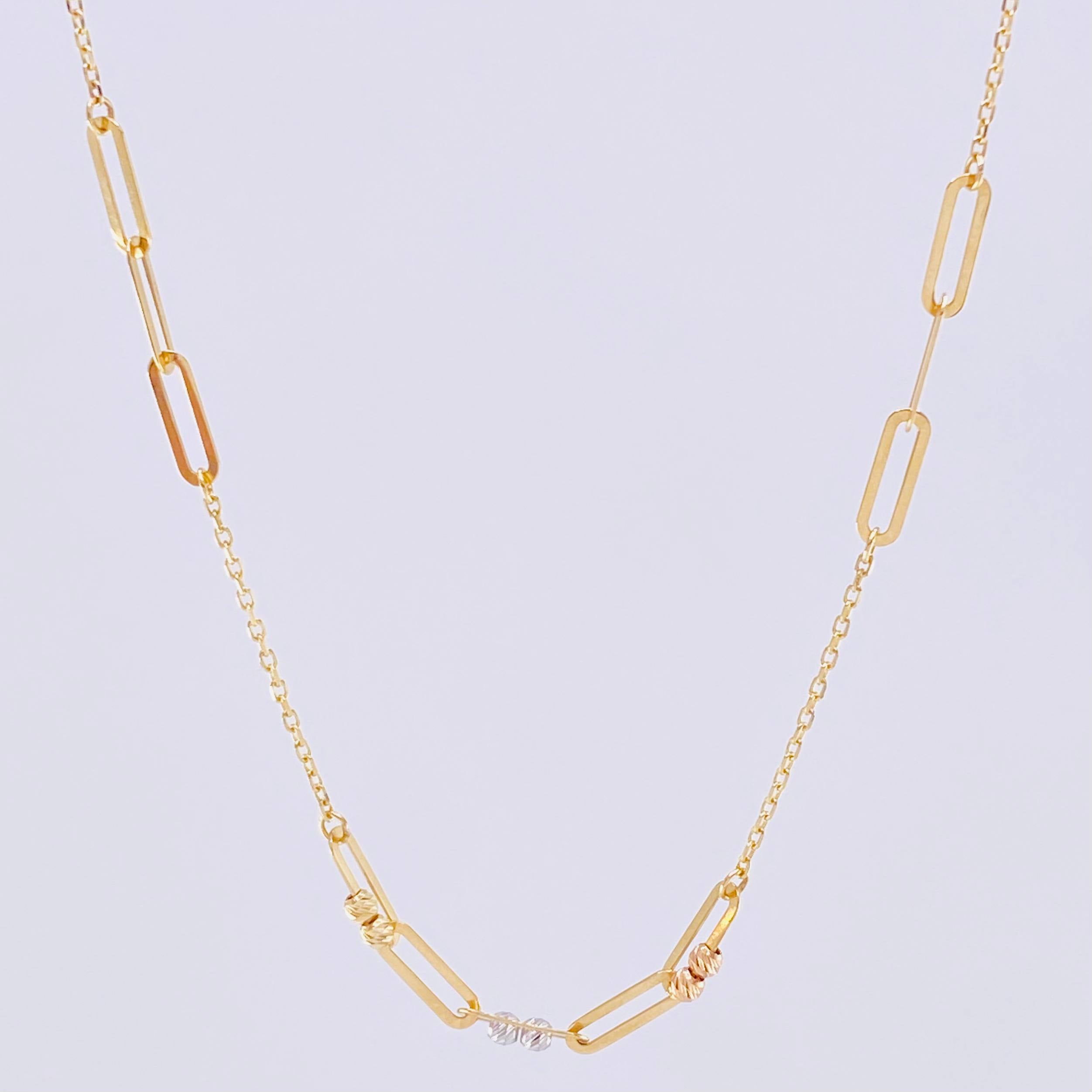 Cadena Aro Seguido Clip Balin 2.25g / 45cm / 0.85mm Tres Oros 18K